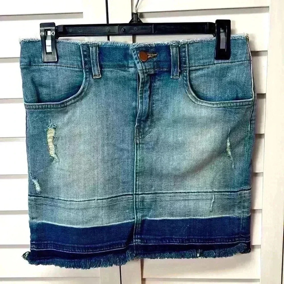 J Brand Lela Pencil Distressed Stretch Denim Mini Skirt Size 25 Drift - Picture 1 of 11